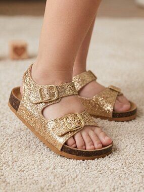 Nina Gold Glitter Adjustable Double-Buckle Sandals | Toddler Size 7M